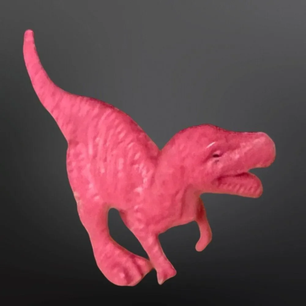 Vintage Mini Unbranded Pink White Belly T Rex Dinosaur 2” A4